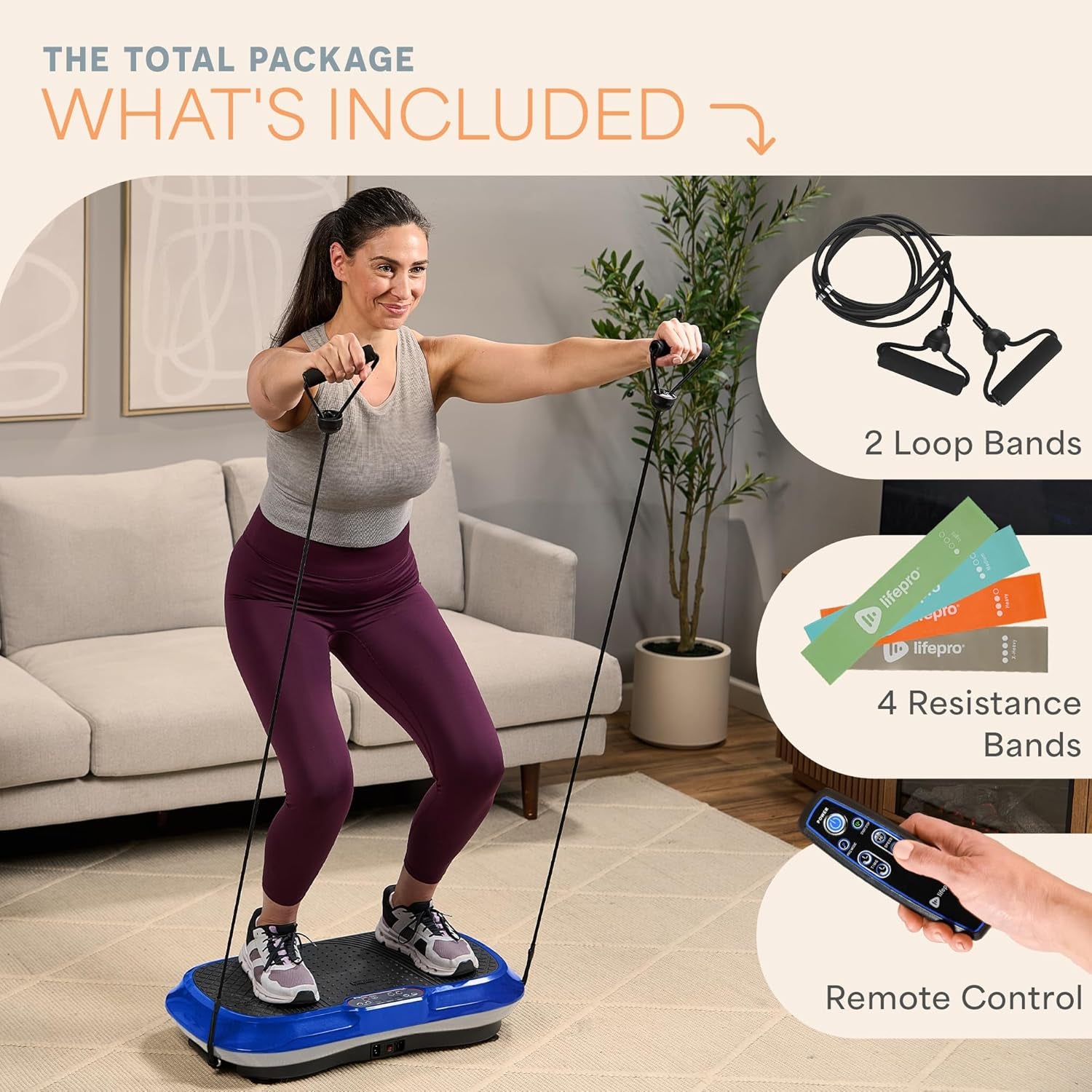 Waver Vibration Plate Exercise Machine – High-Intensity Vibration for Muscle Activation, Full-Body Workout Vibrating Platform with Loop Bands, Fitness Equipment for Strength Toning & Fat Loss